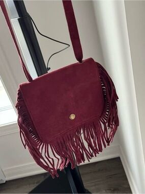 Suede Fringe Crossbody Bag